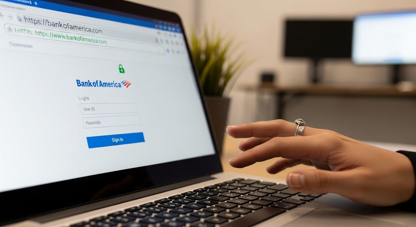 A person verifying their secure connection before an online banking session to ensure safety.