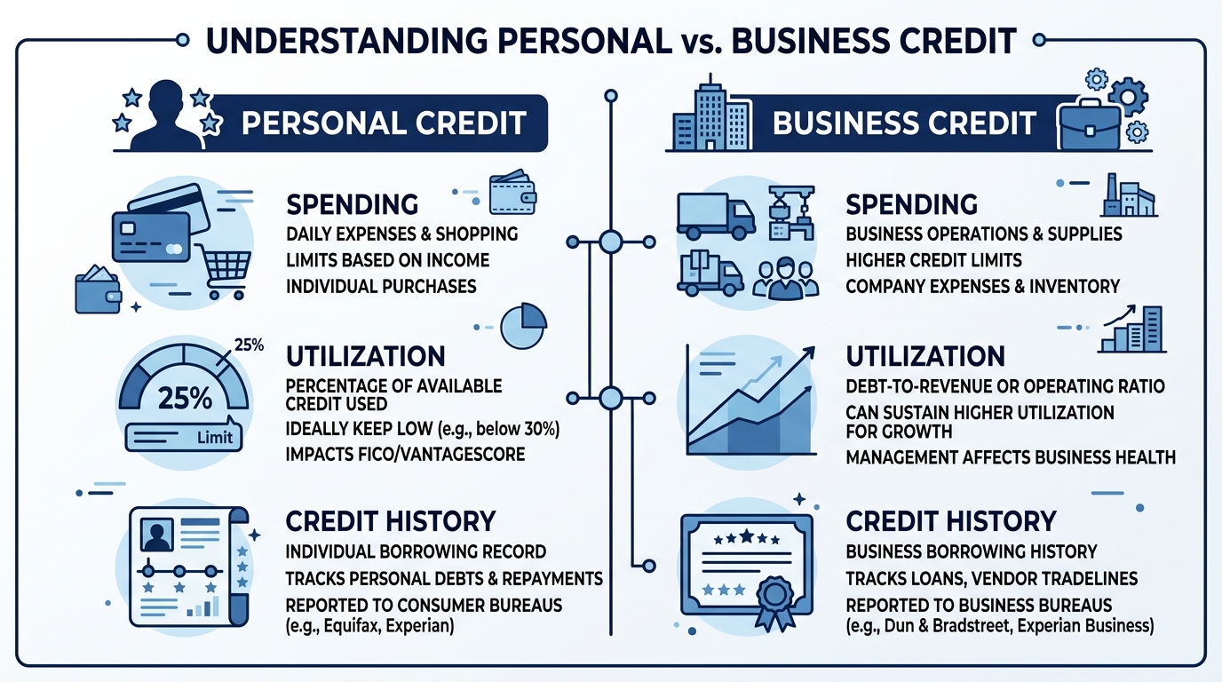 Diagram showing separation between personal and business credit and spending