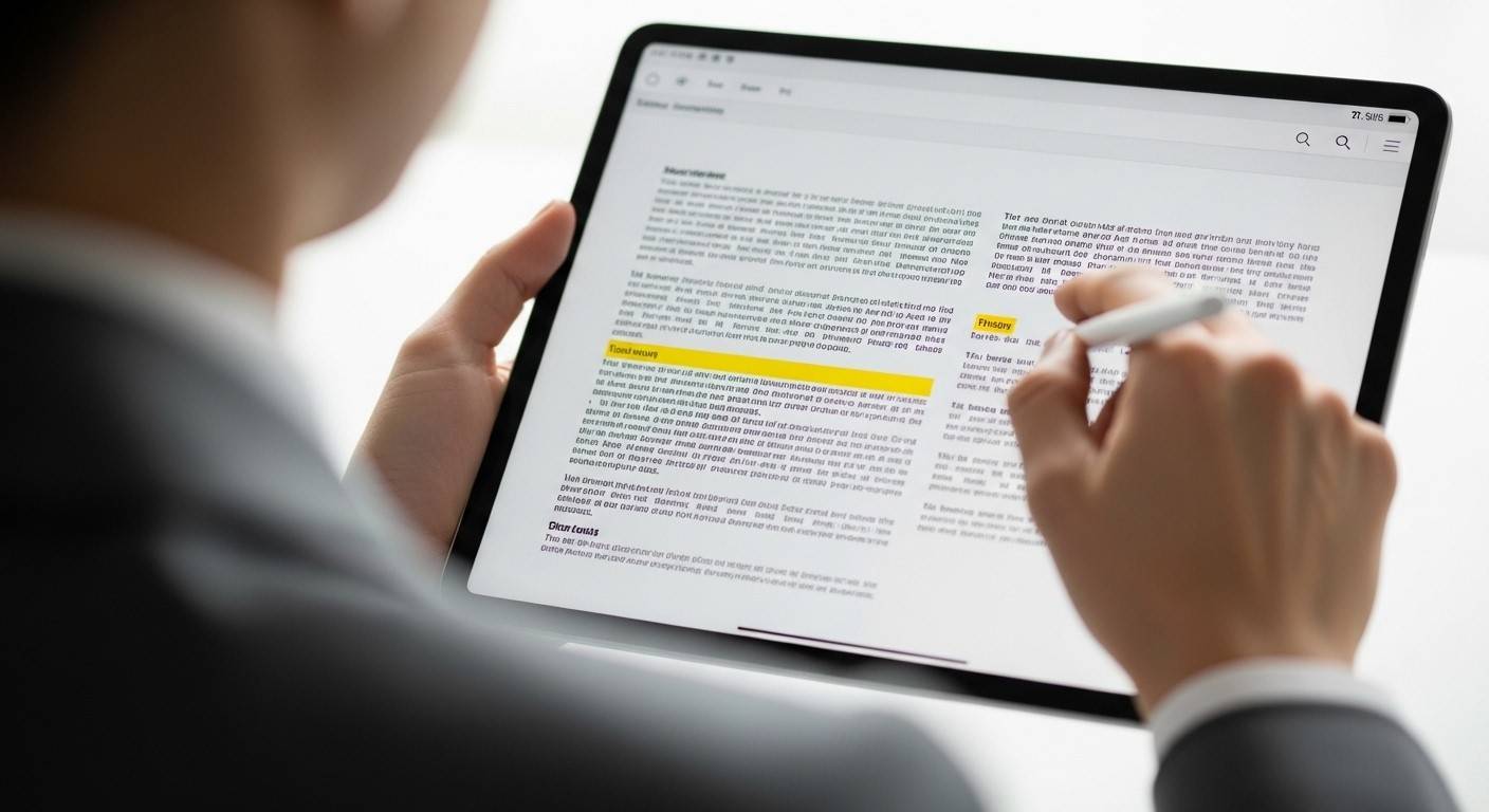 A professional consultant reviewing detailed digital documents on a tablet, symbolizing careful oversight and quality control.